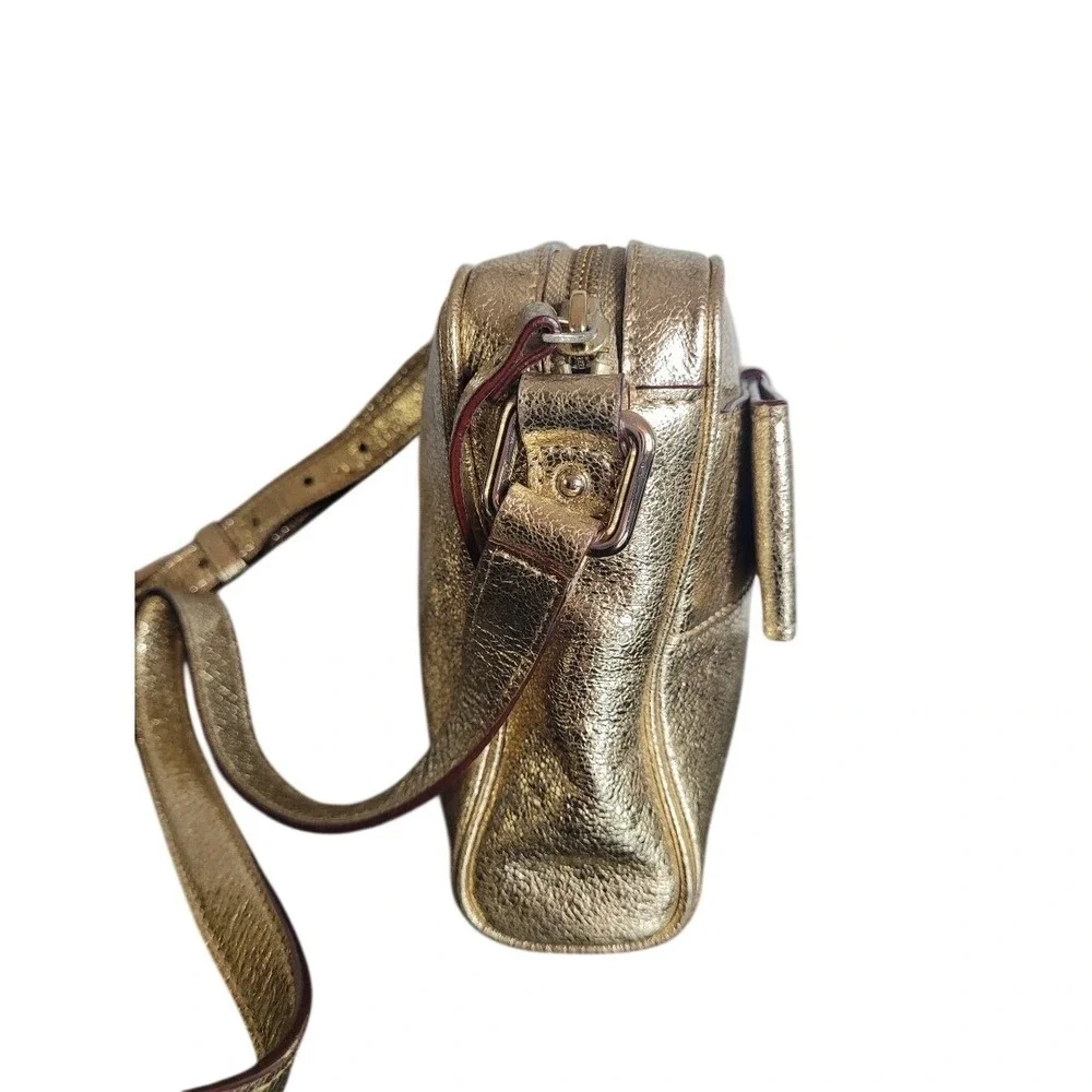 Kate Spade Crossbody Bag Small Gold Metallic Bow Detail Polka Dot Lining Glam